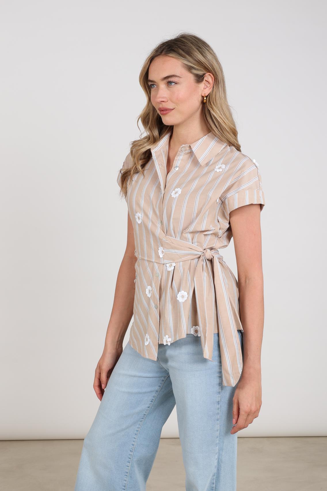 Aneta Top Stripe | Sand