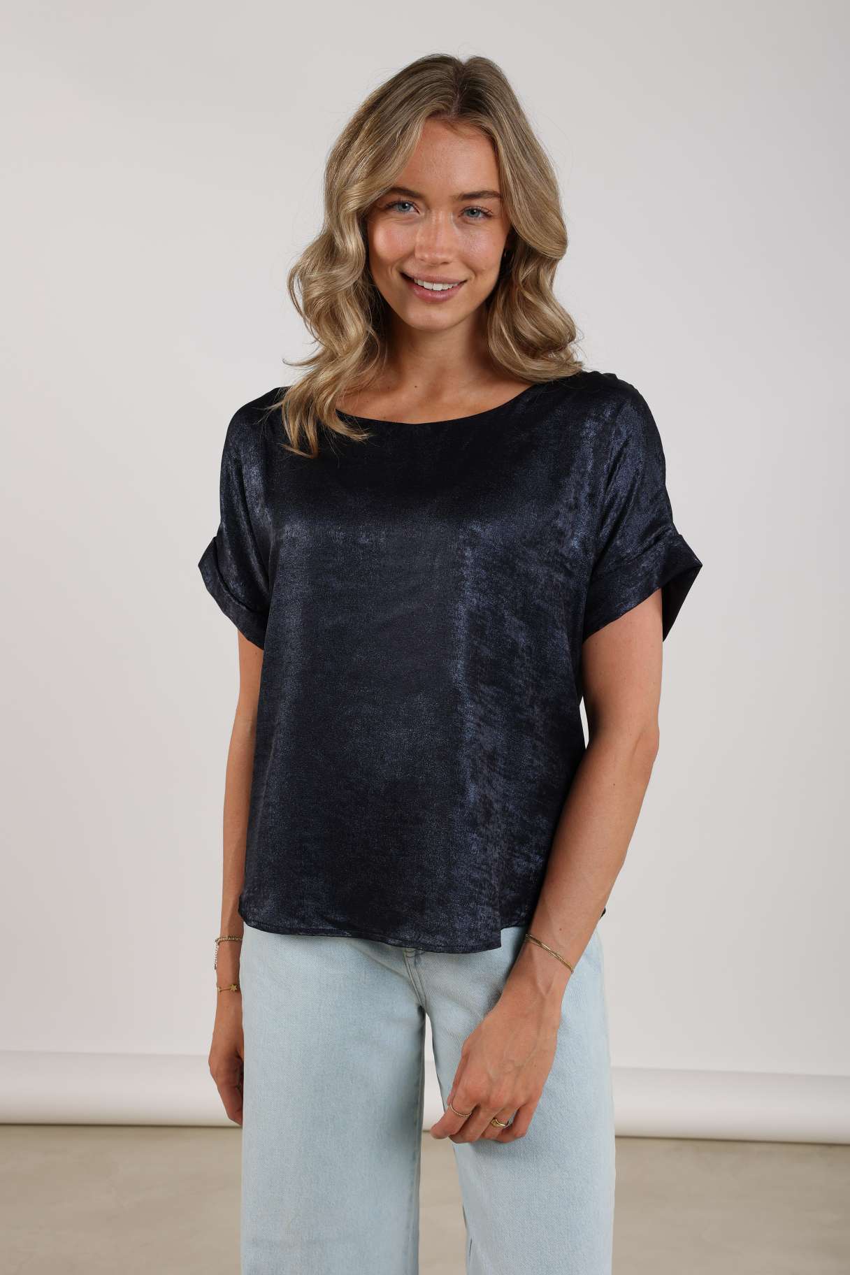 Irene Top Shiny | Navy