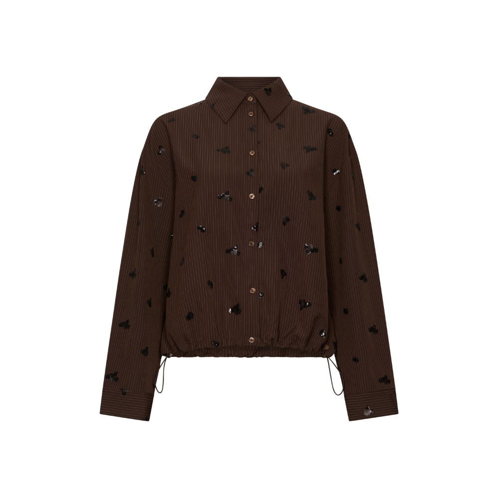 Iris Blouse Embroidery | Dark Chocolate
