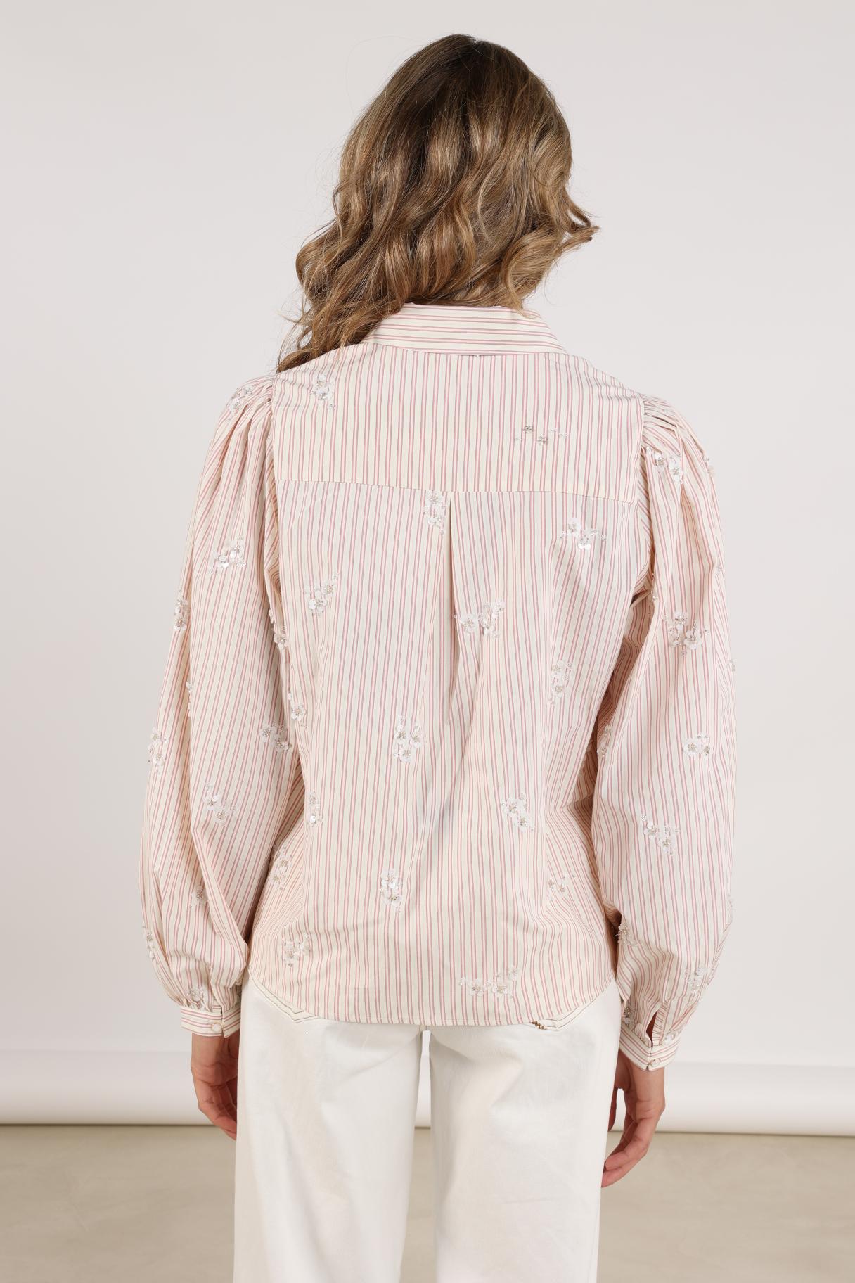 Jolies Blouse Stripe | Offwhite/Dusty Pink