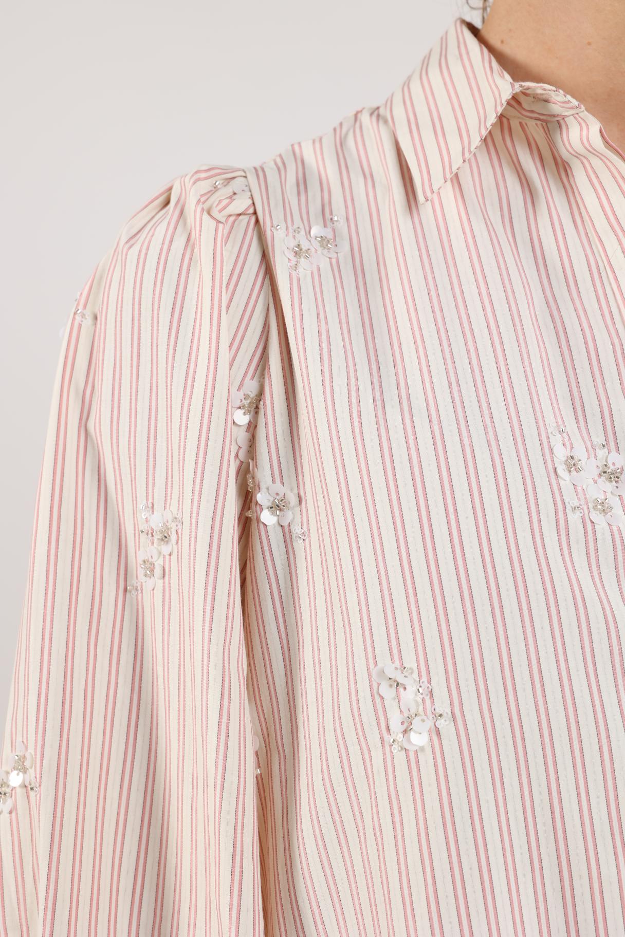 Jolies Blouse Stripe | Offwhite/Dusty Pink