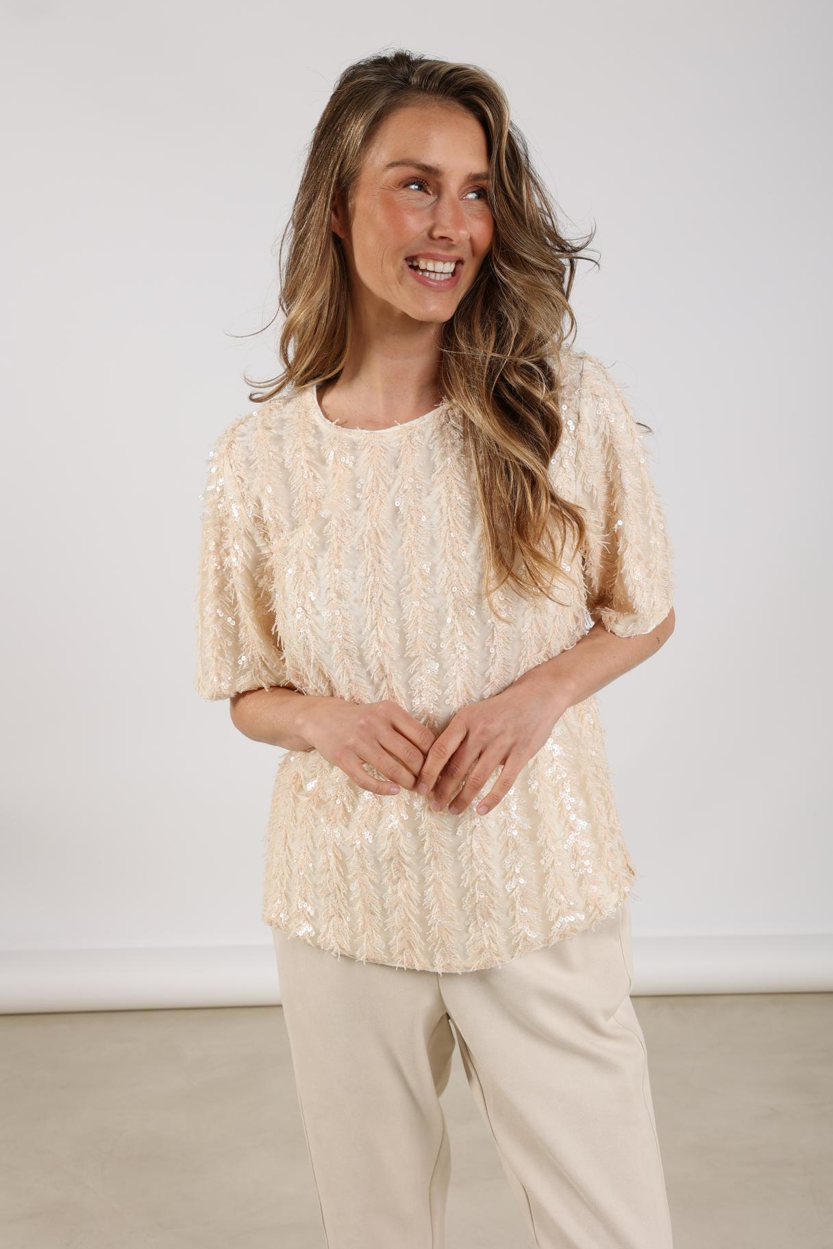 Octavia Top Paillet | Dusty Pink