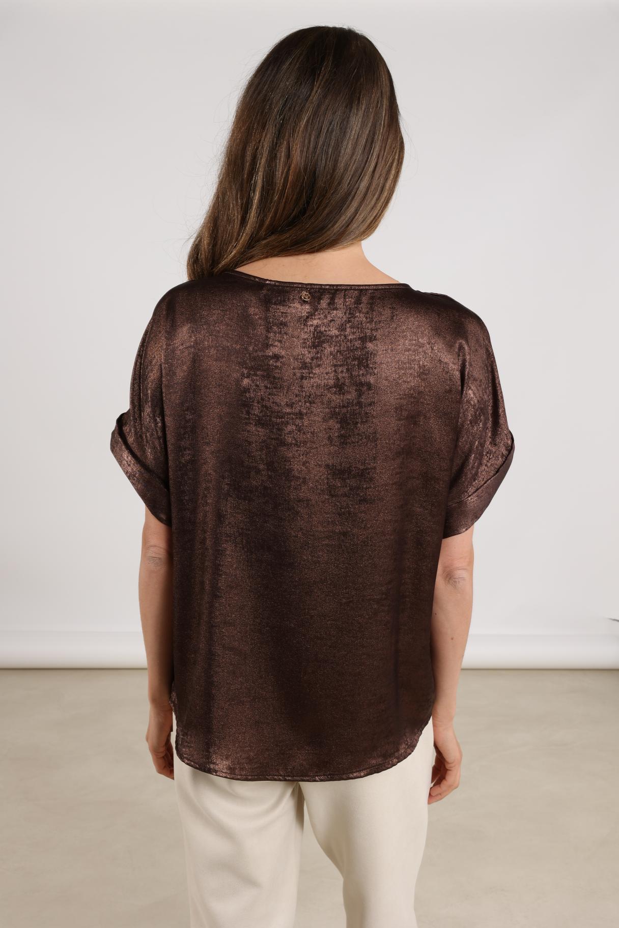 Irene Top Shiny | Dark Chocolate
