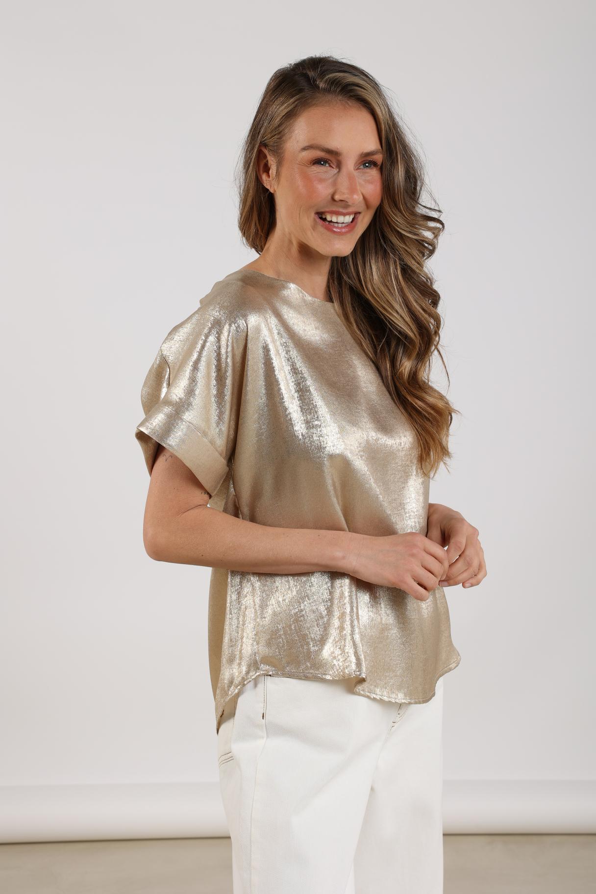 Irene Top Shiny | Gold