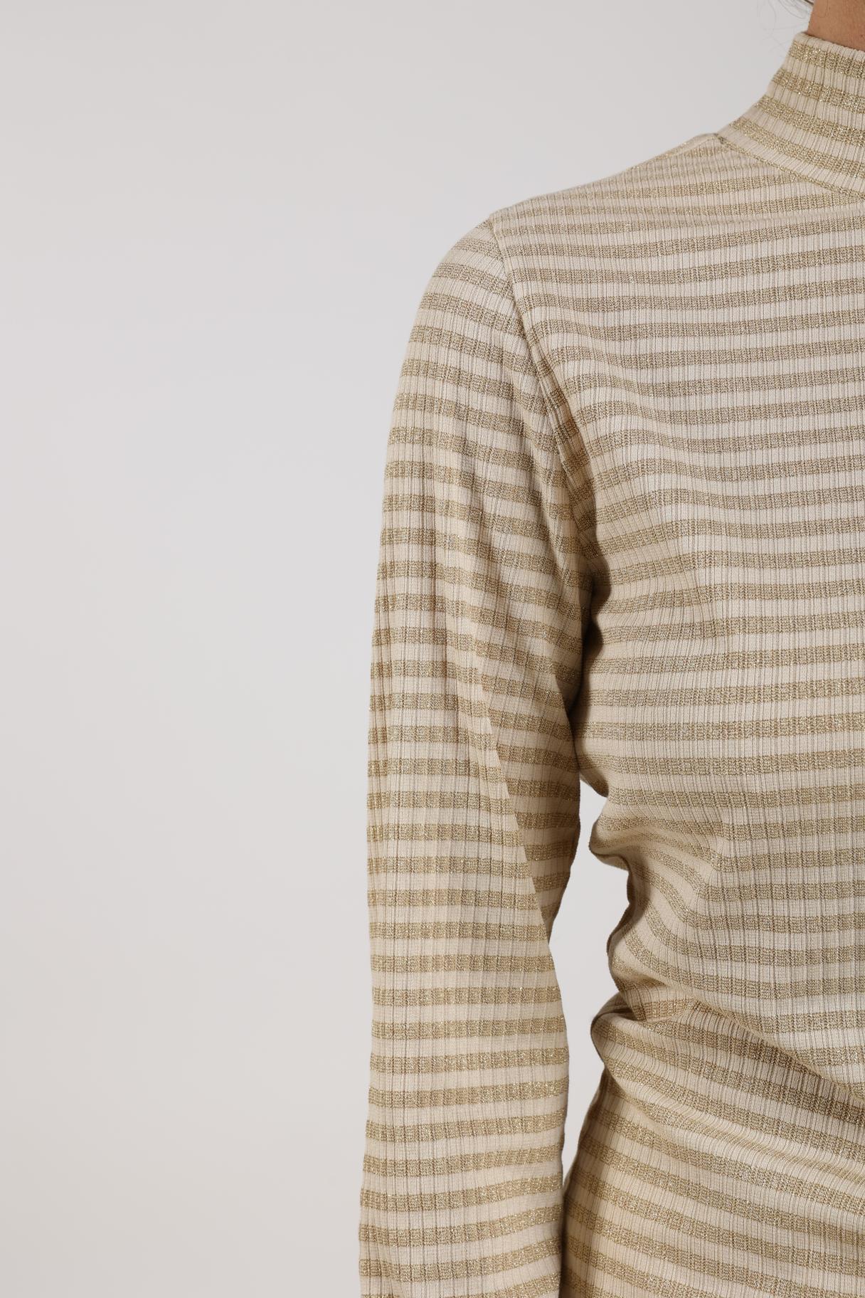 Ivana Top Stripe | Sand/ Gold