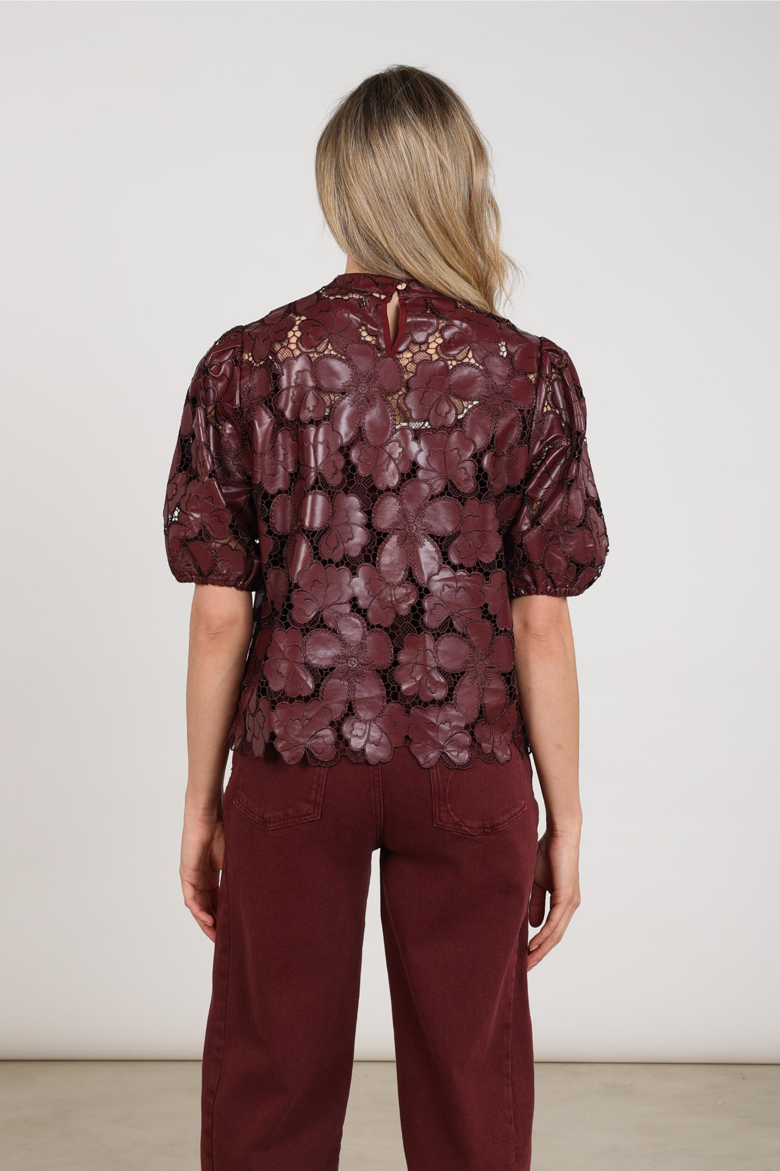 Nicole Top Flower PU | Cherry