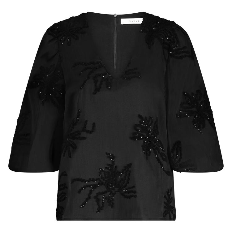 Delilah Blouse Embroidery | Black