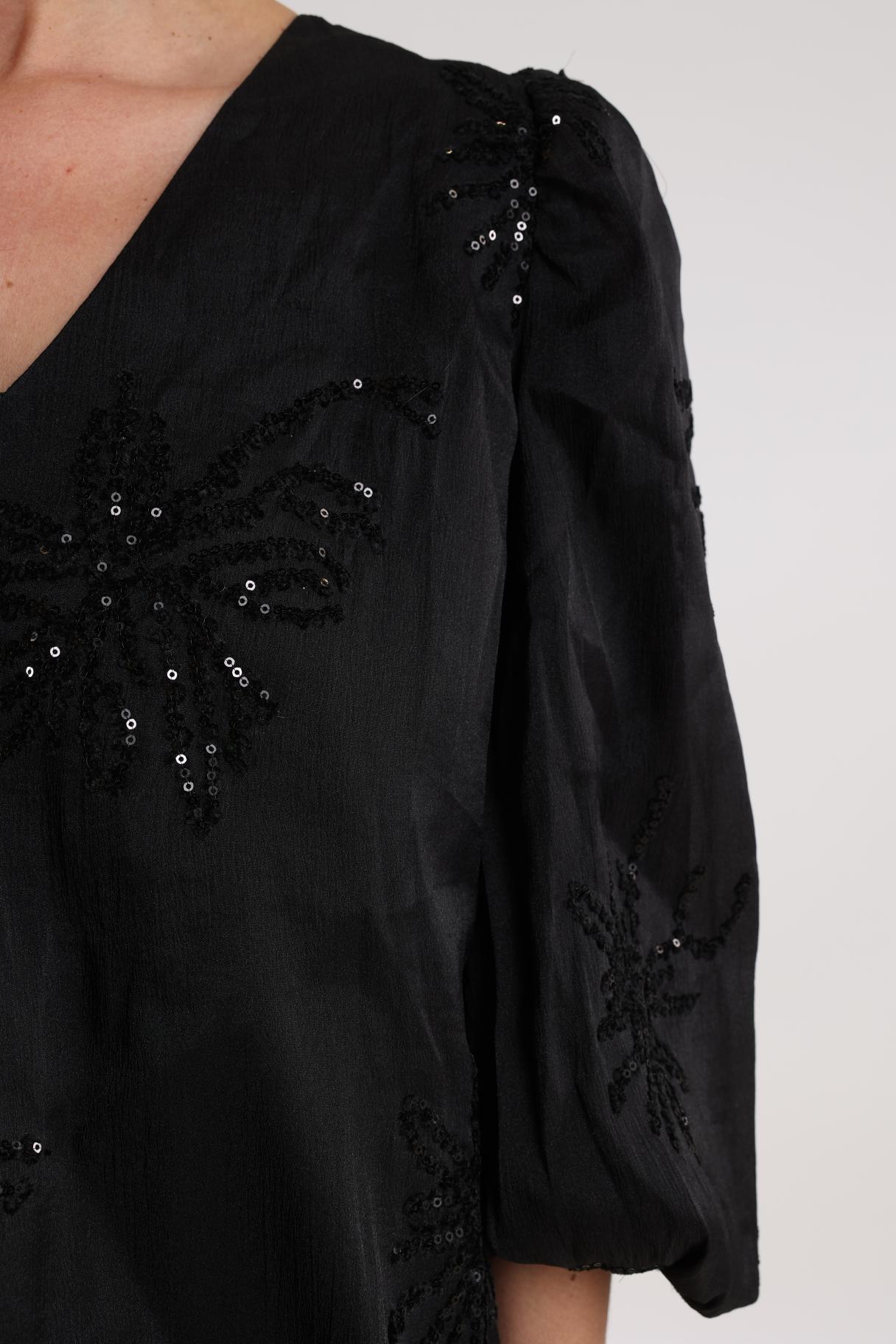 Delilah Blouse Embroidery | Black