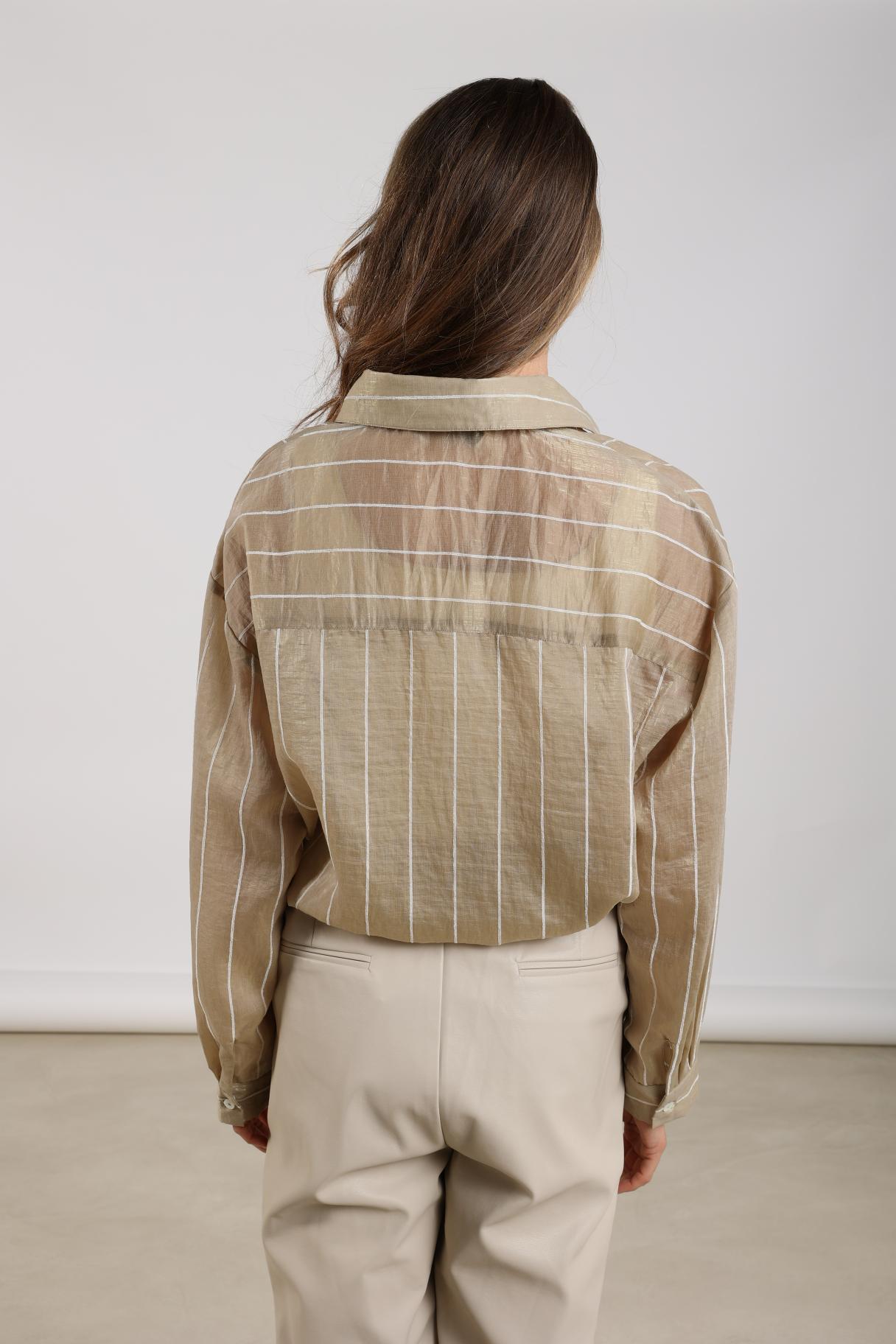 Iris Blouse Stripe | Gold/Off White
