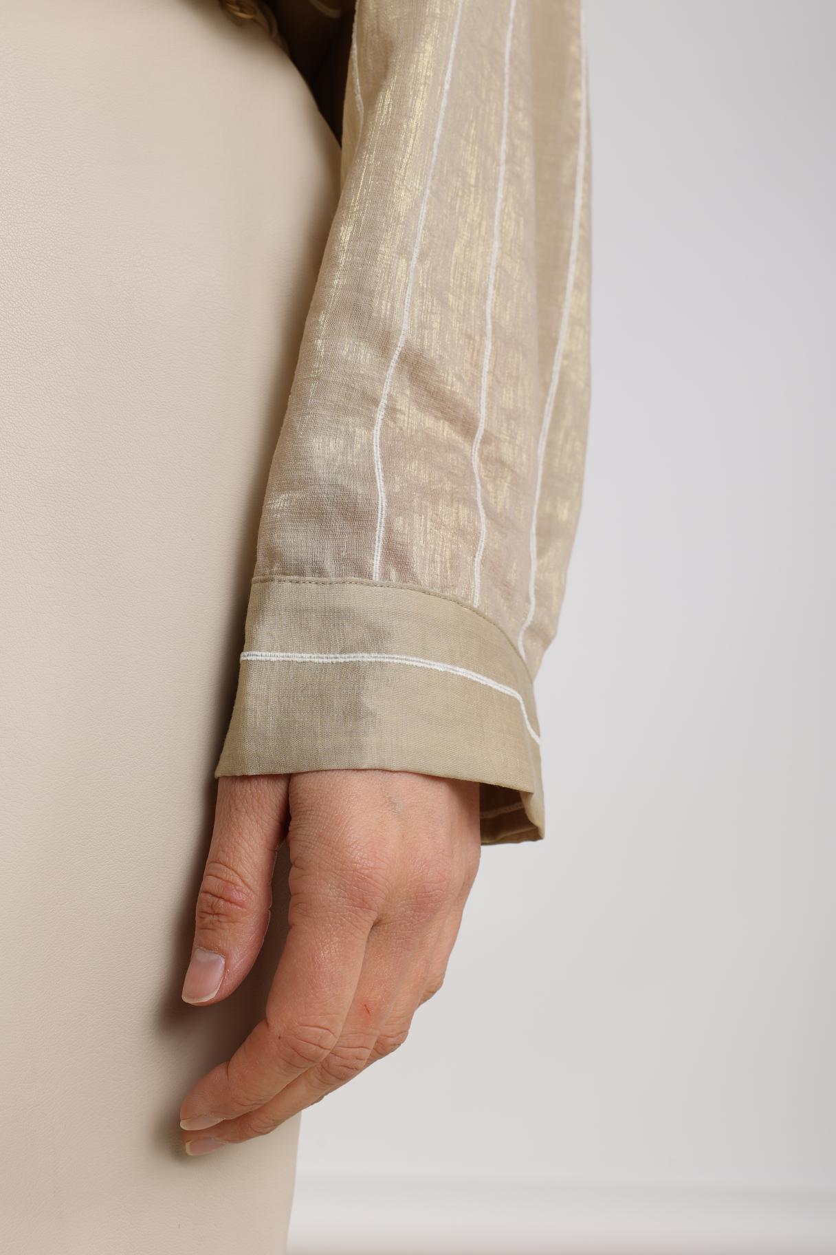 Iris Blouse Stripe | Gold/Off White