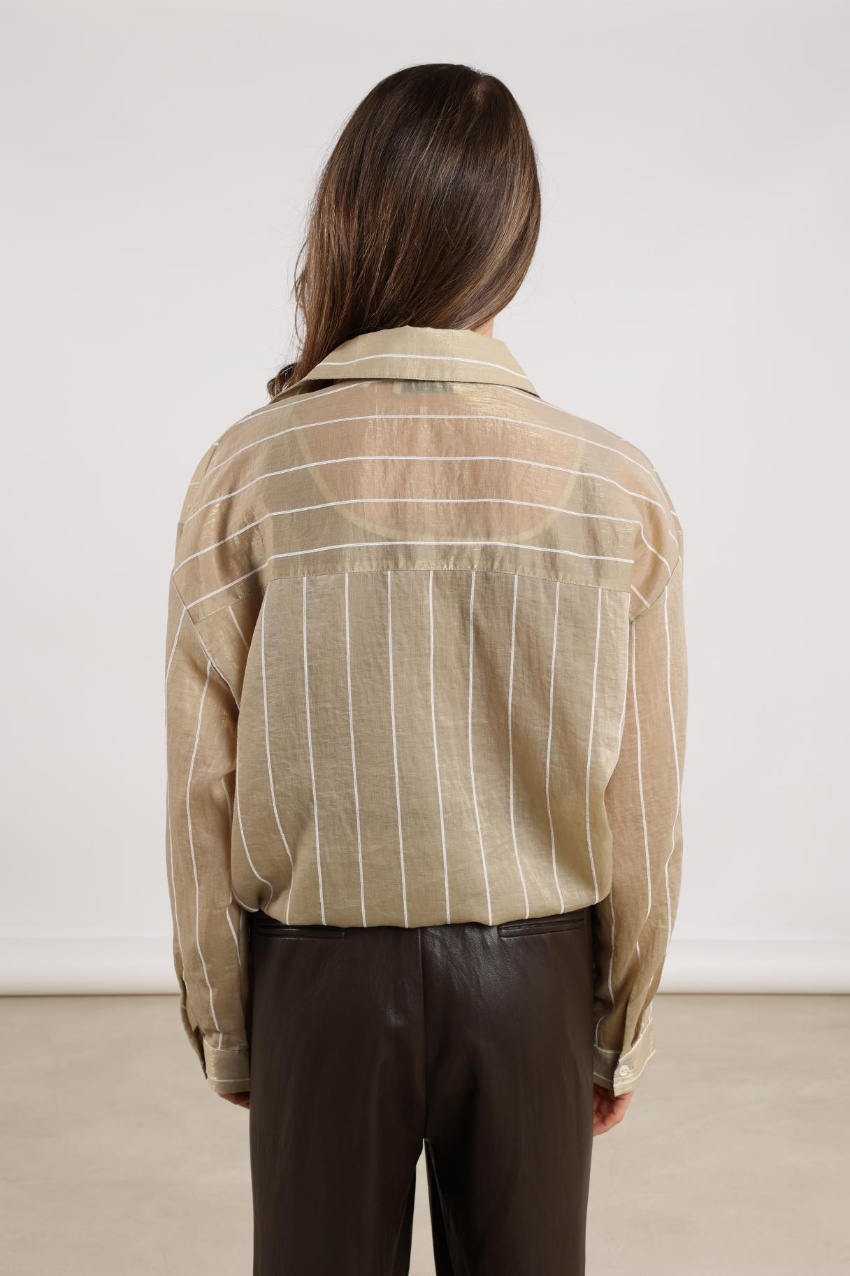 Iris Blouse Stripe | Gold/Off White