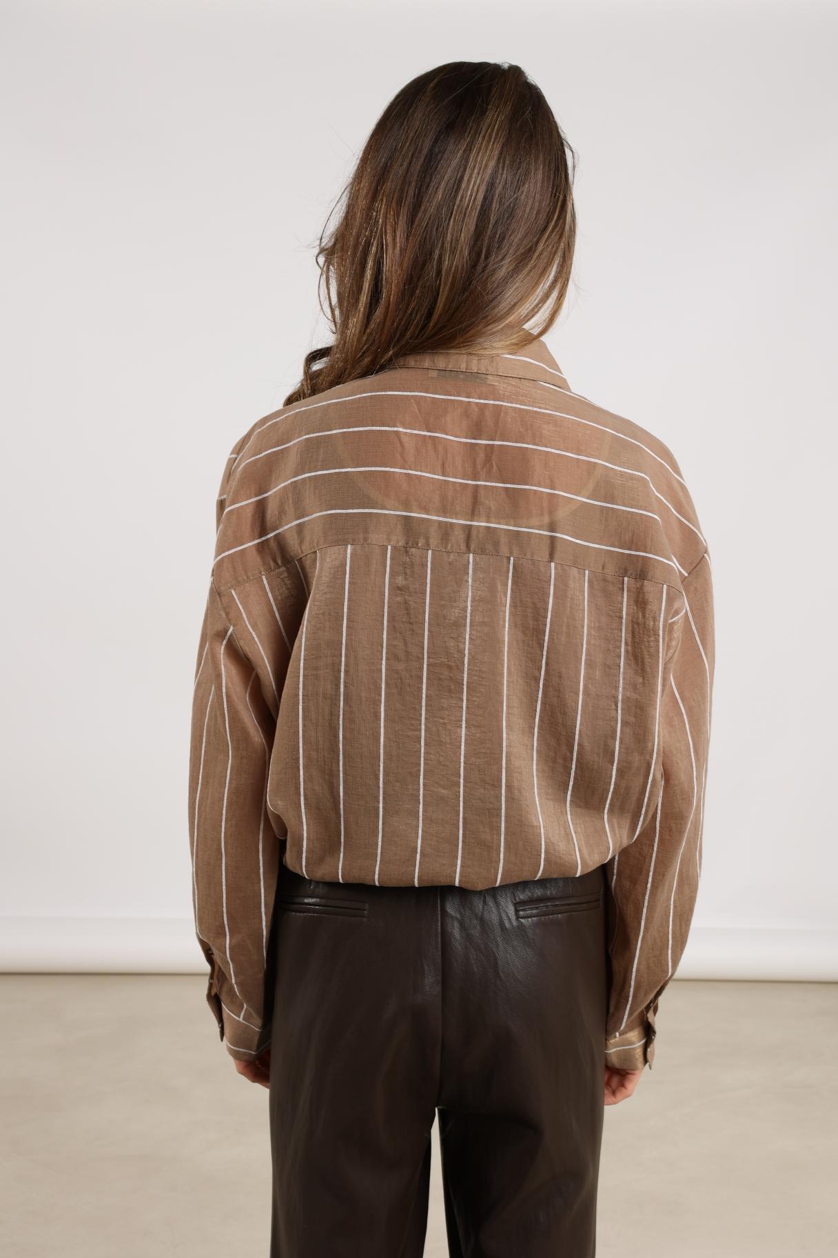 Iris Blouse Stripe | Fango/Offwhite