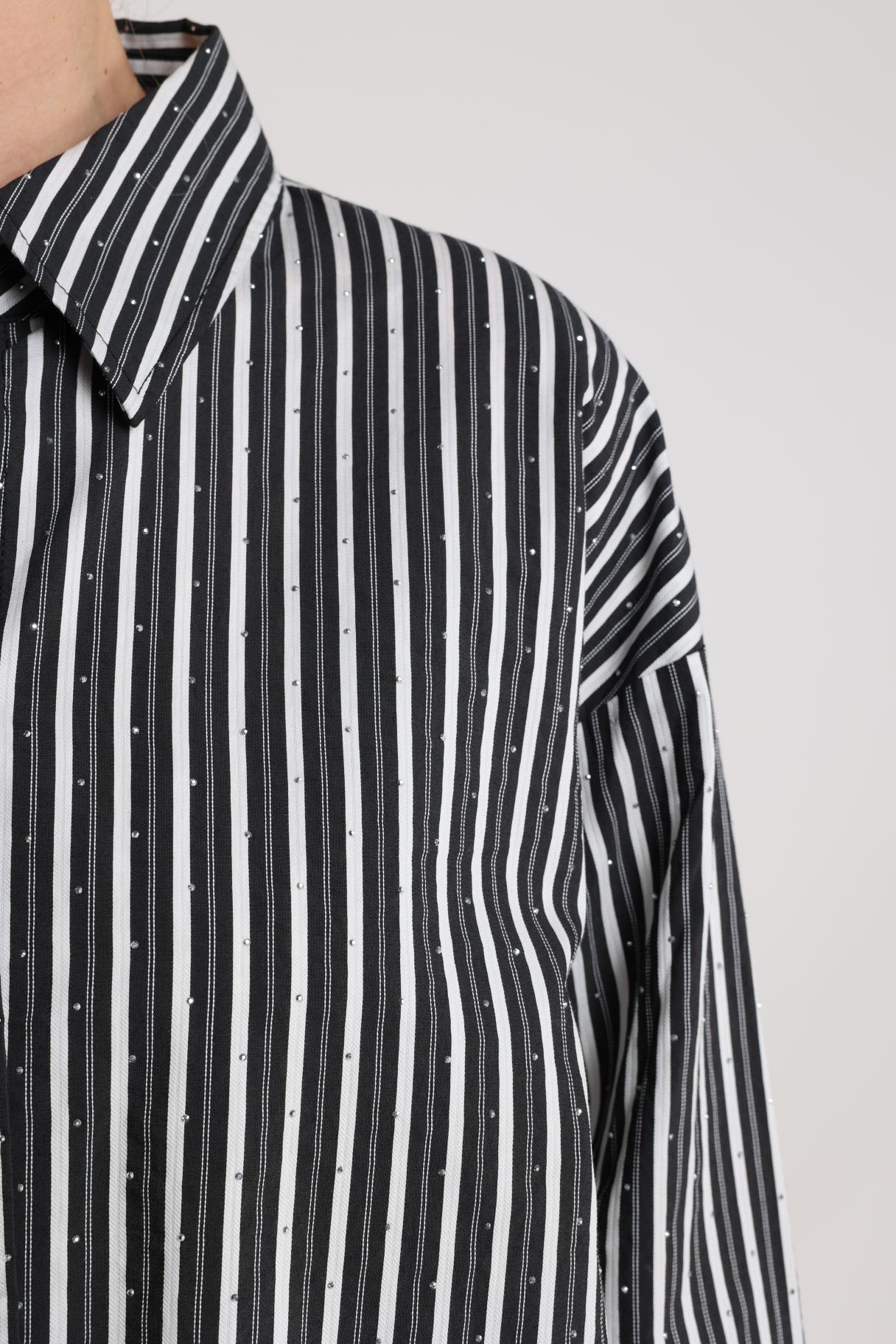 Tessa Blouse Strass | Offwhite/Black