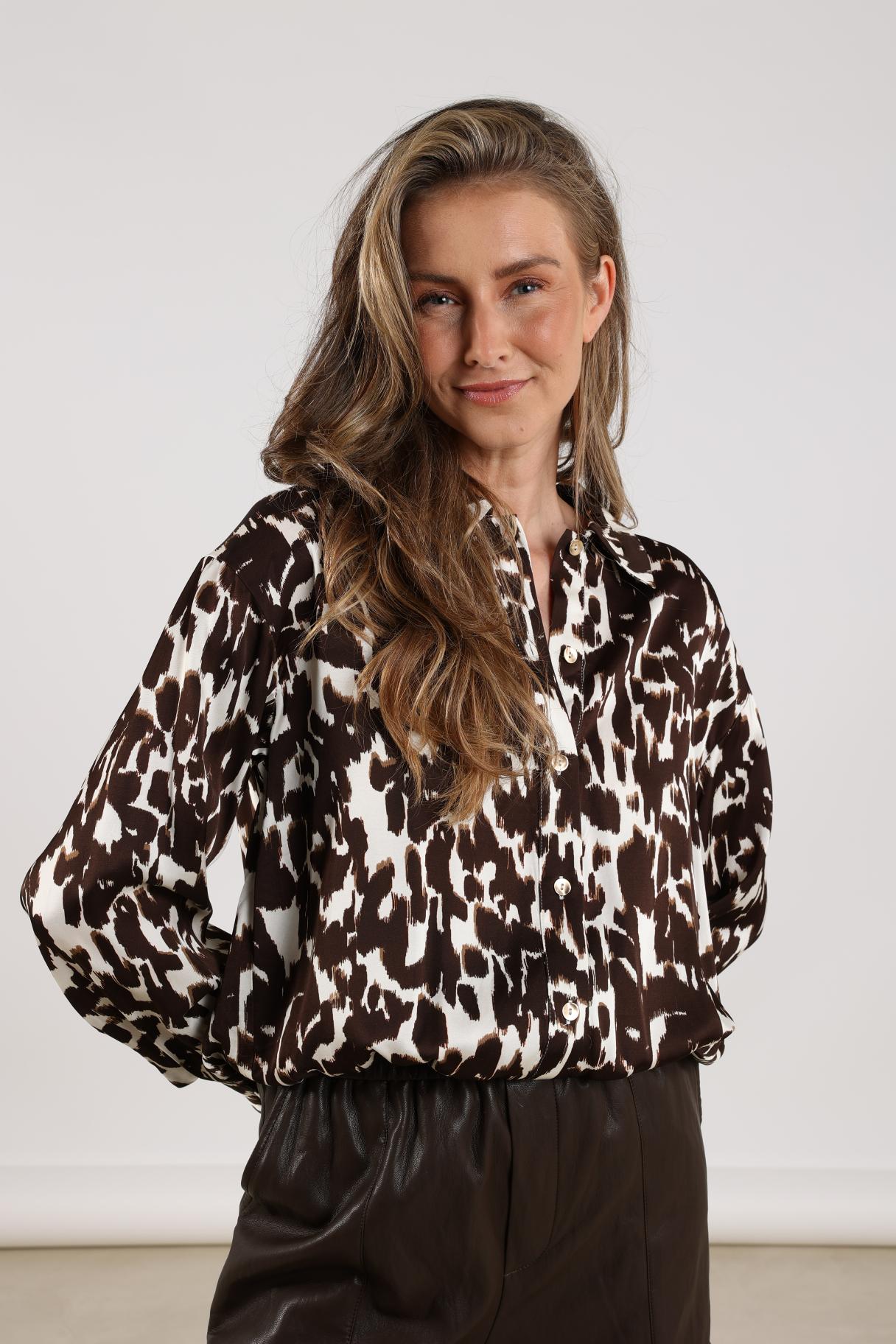 Newport Blouse | Offwhite/Dark Chocolate