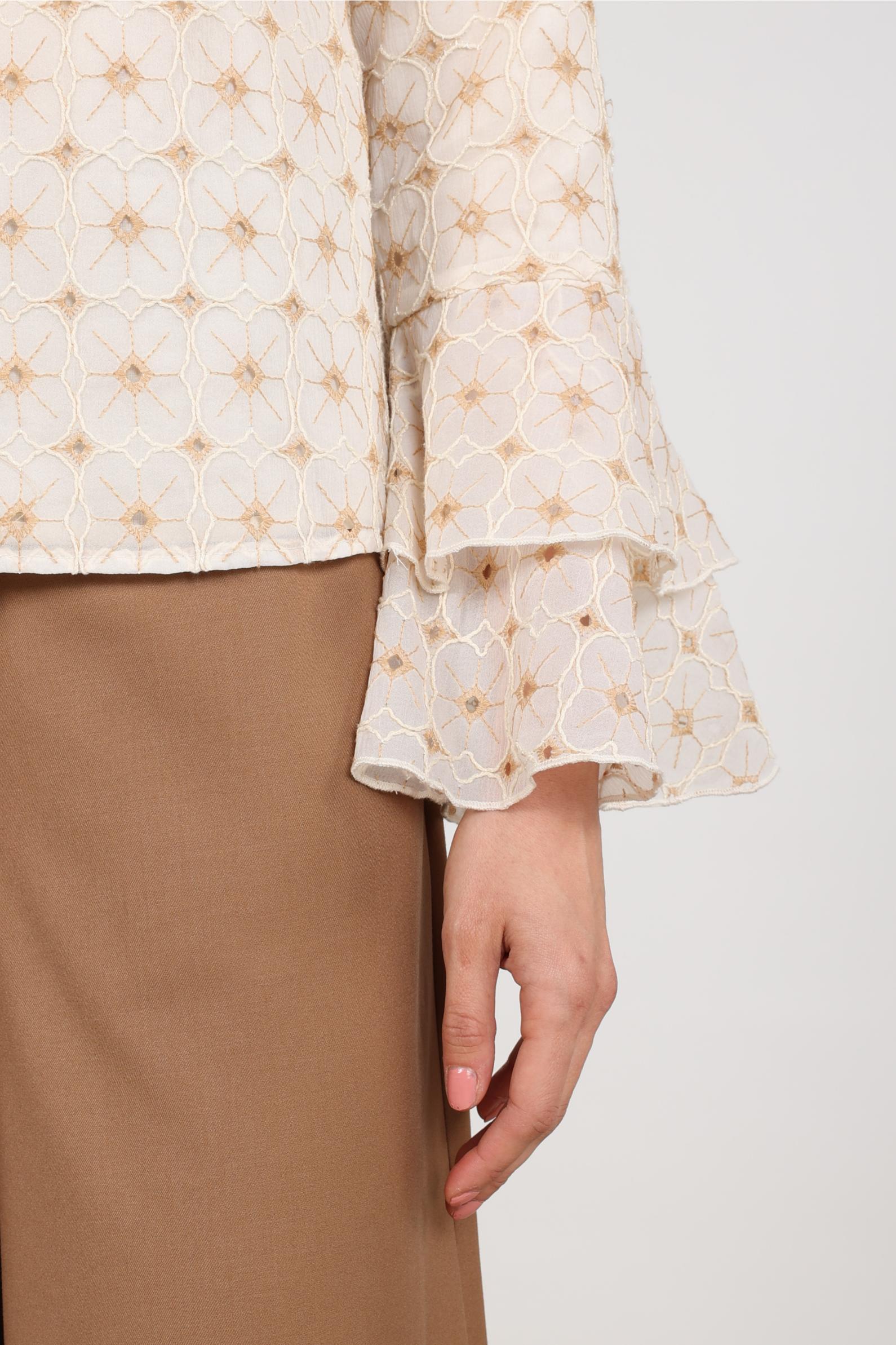 April Blouse Flower | Offwhite/Toffee
