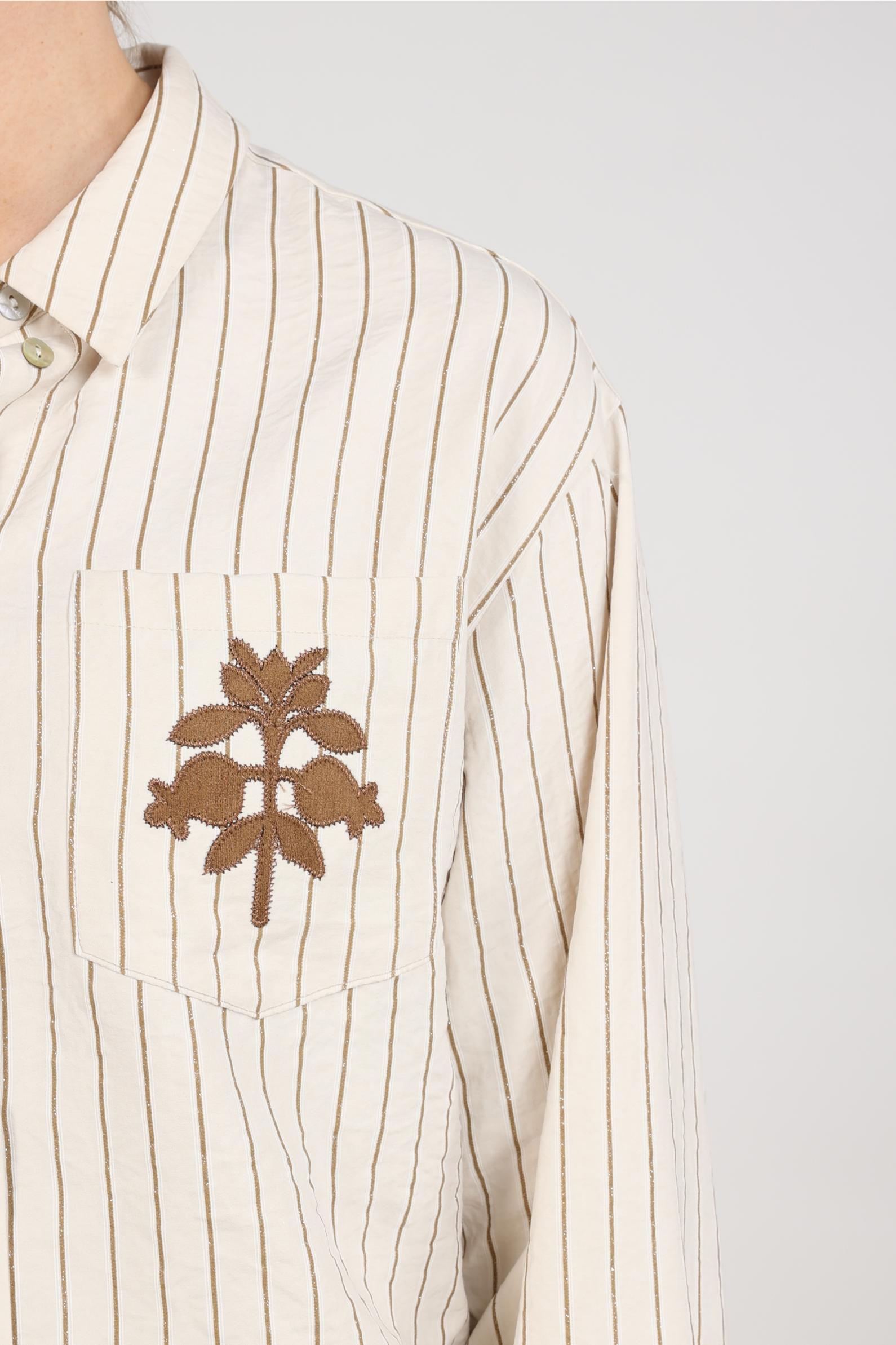 Ariana Blouse Stripe | Offwhite/Taupe