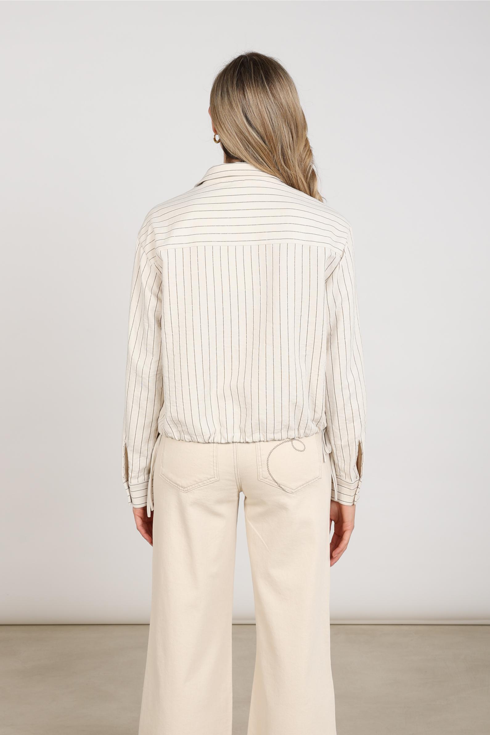 Ariana Blouse Stripe | Offwhite/Taupe