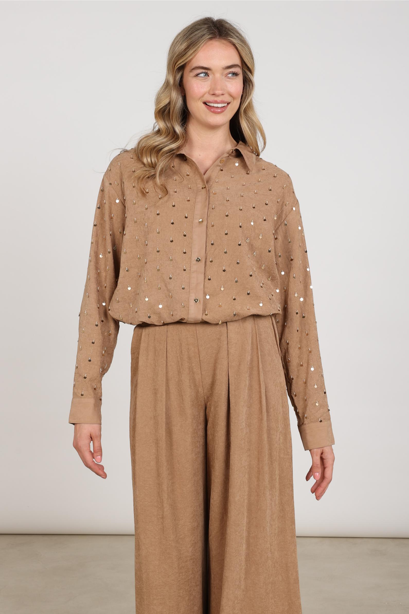 Ally Blouse Paillet Beads | Toffee