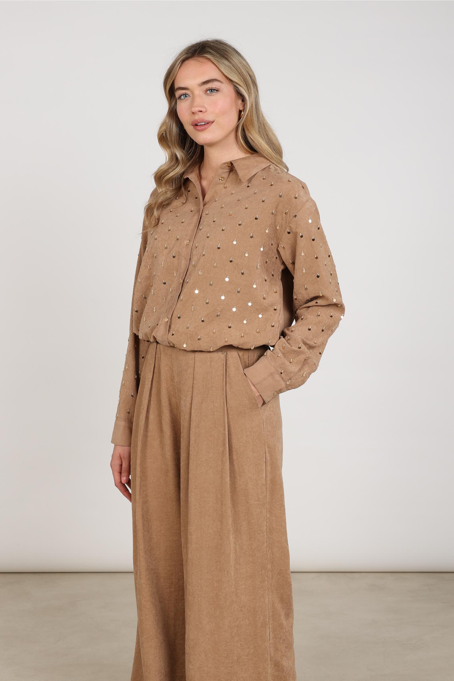 Ally Blouse Paillet Beads | Toffee