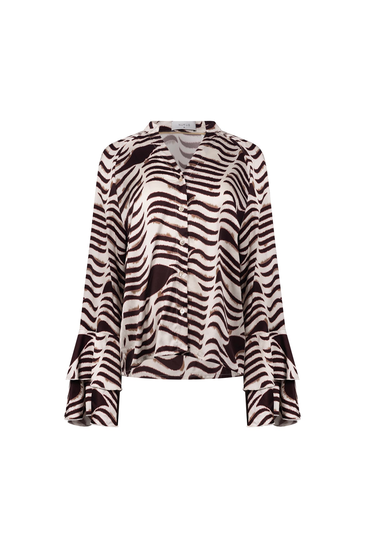 April Blouse V-Neck Zebra | Offwhite/Cherry
