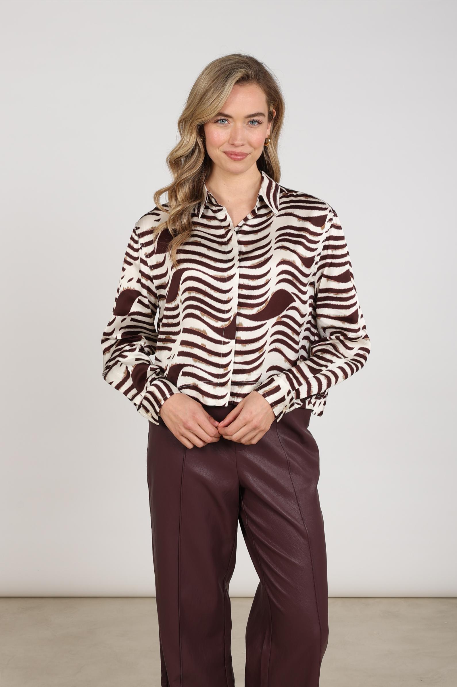 Adora Blouse Zebra | Offwhite/Cherry