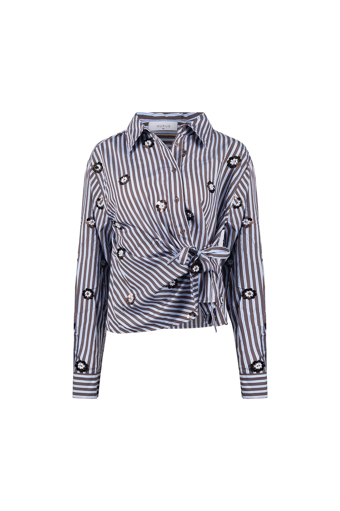 Amy Blouse Stripe | Chocolate/Sky