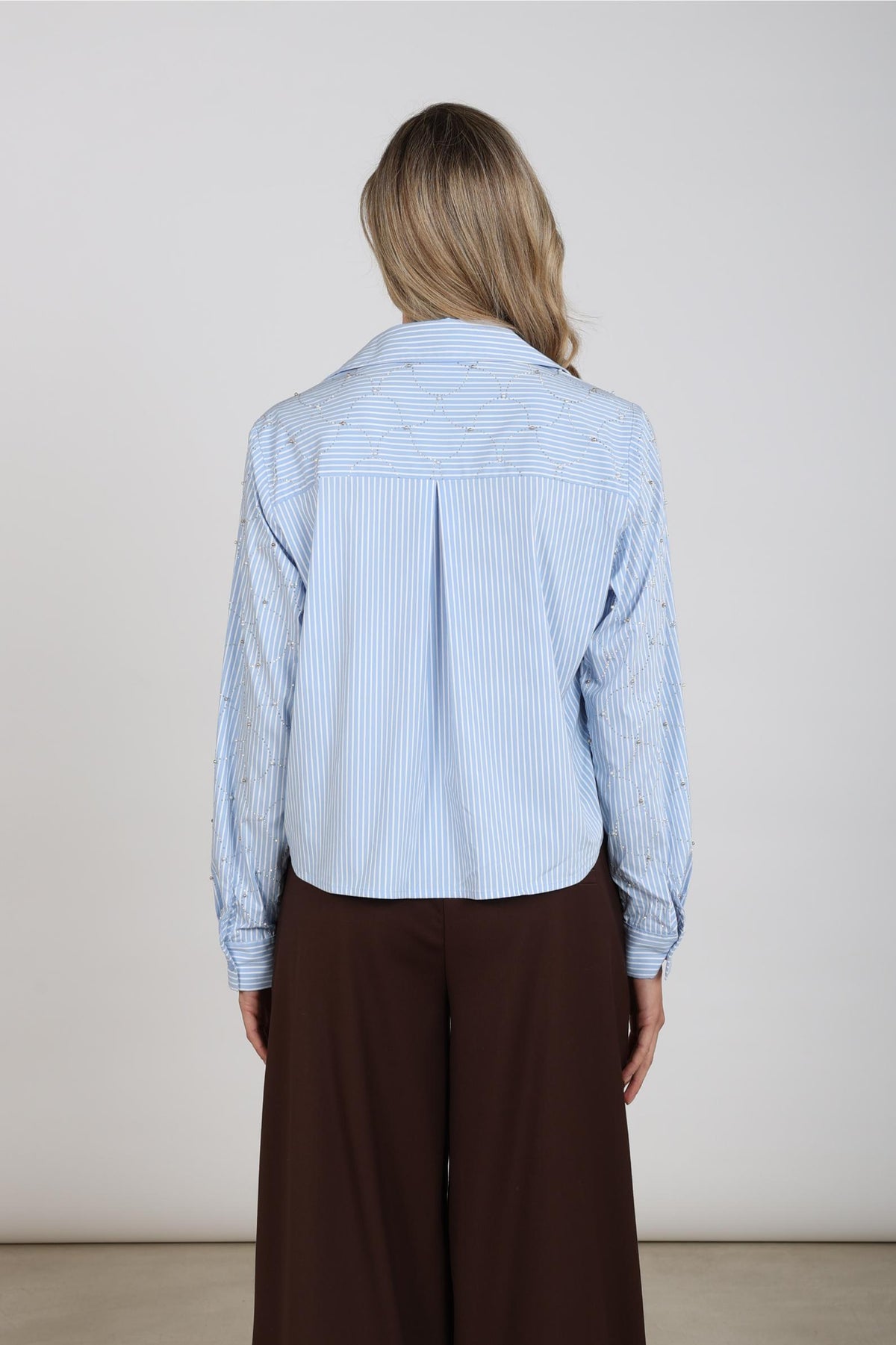 Nowi Blouse Stripe Stones | Offwhite/Sky
