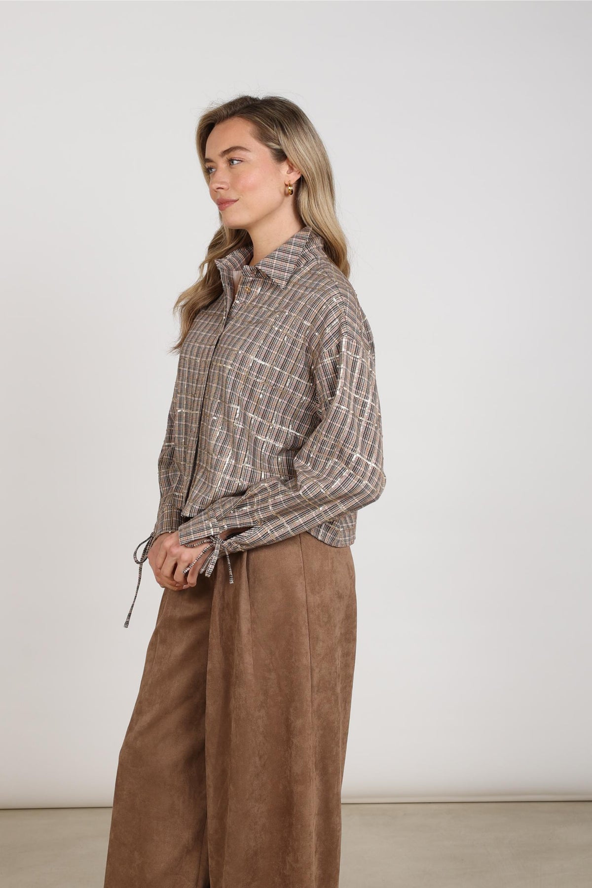Bailey Bluse Karomuster | Sand/Rosé