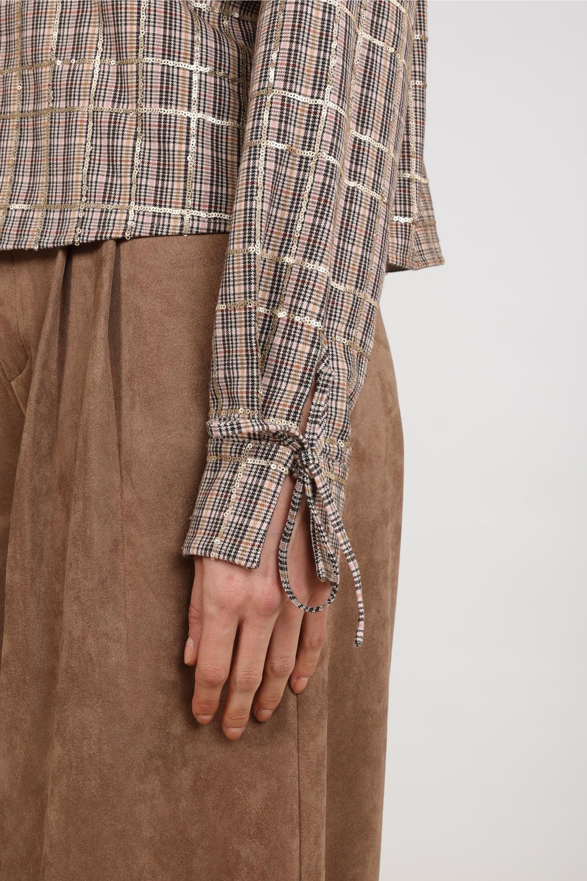 Bailey Bluse Karomuster | Sand/Rosé