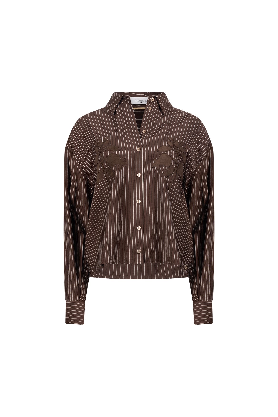 Alice Blouse Stripes Embroidery | Chocolate