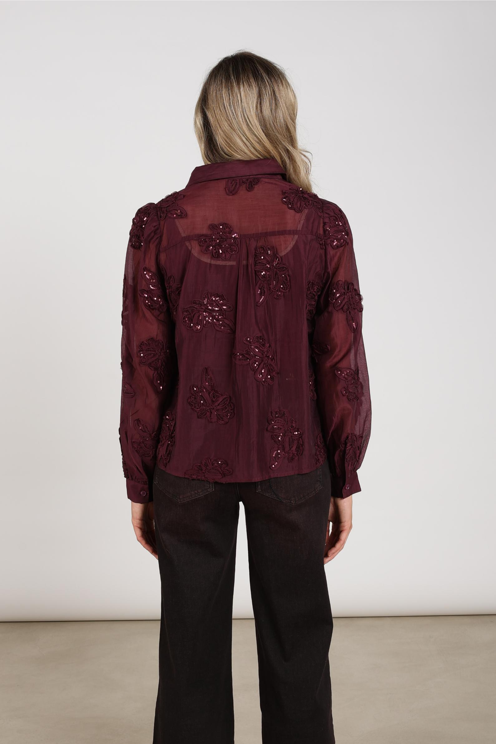 Antonella Blouse Paillet Flower | Cherry