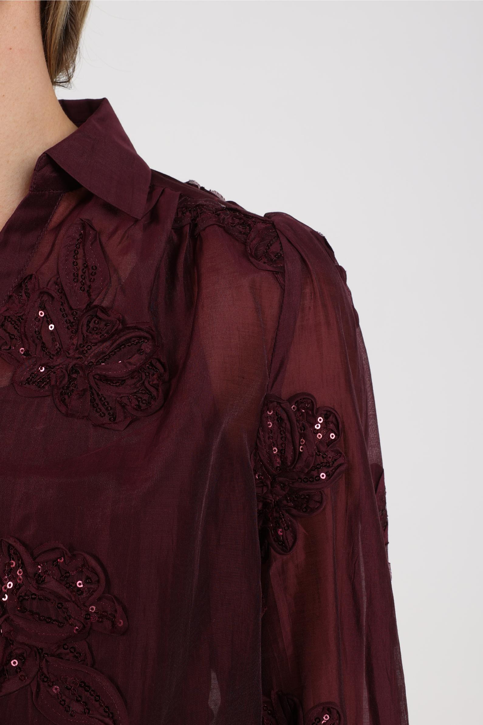Antonella Blouse Paillet Flower | Cherry
