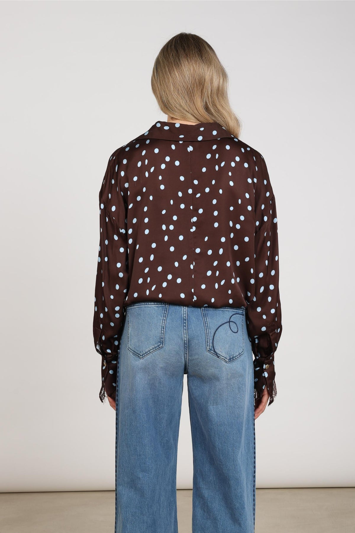 Annie Blouse Dots | Chocolate/Sky