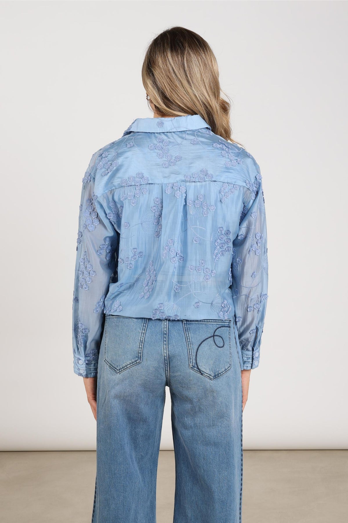 Aaliya Blouse Flower | Sky