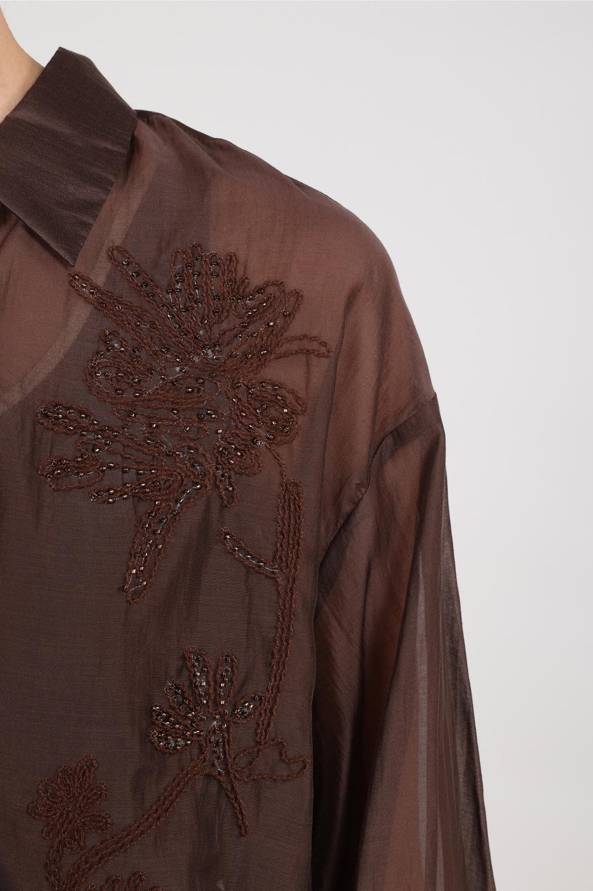 Addie Blouse Embroidery | Chocolate