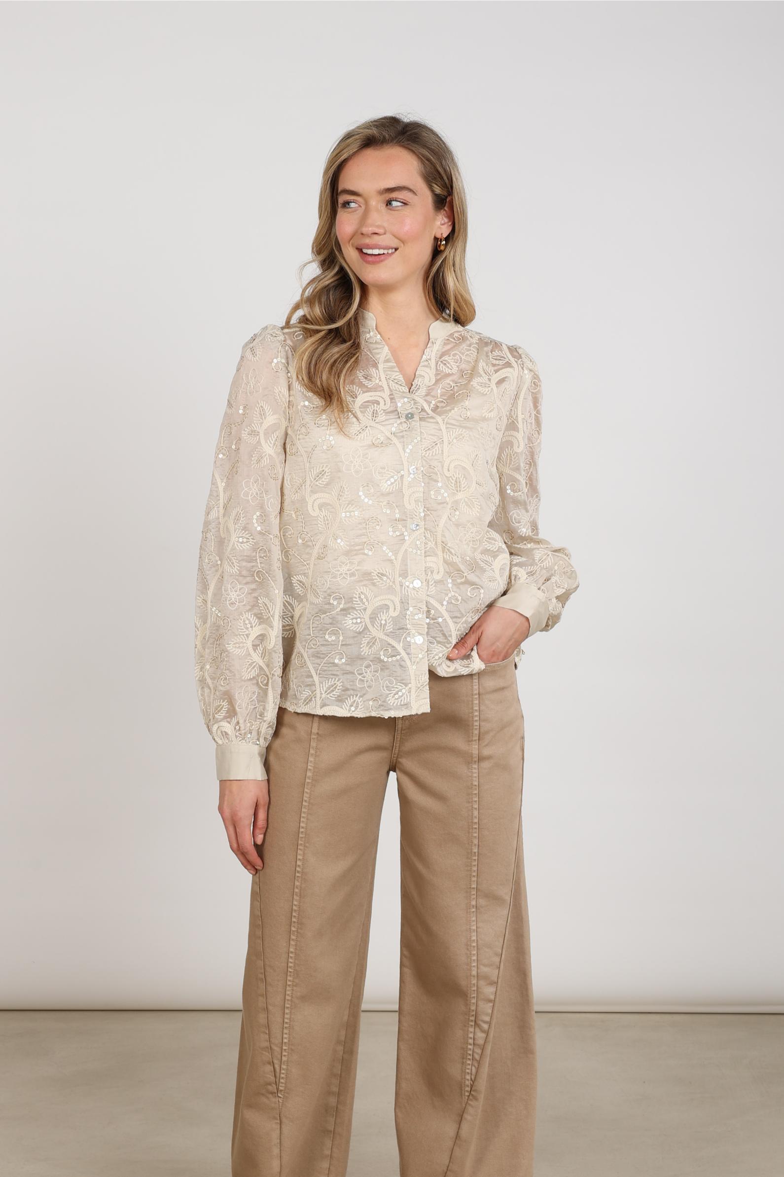 Antonella Blouse Embroidery | Sand
