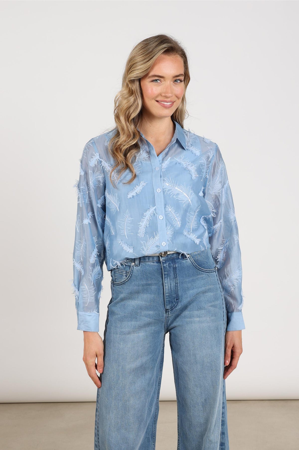 Aysha Bluse Federn | Sky