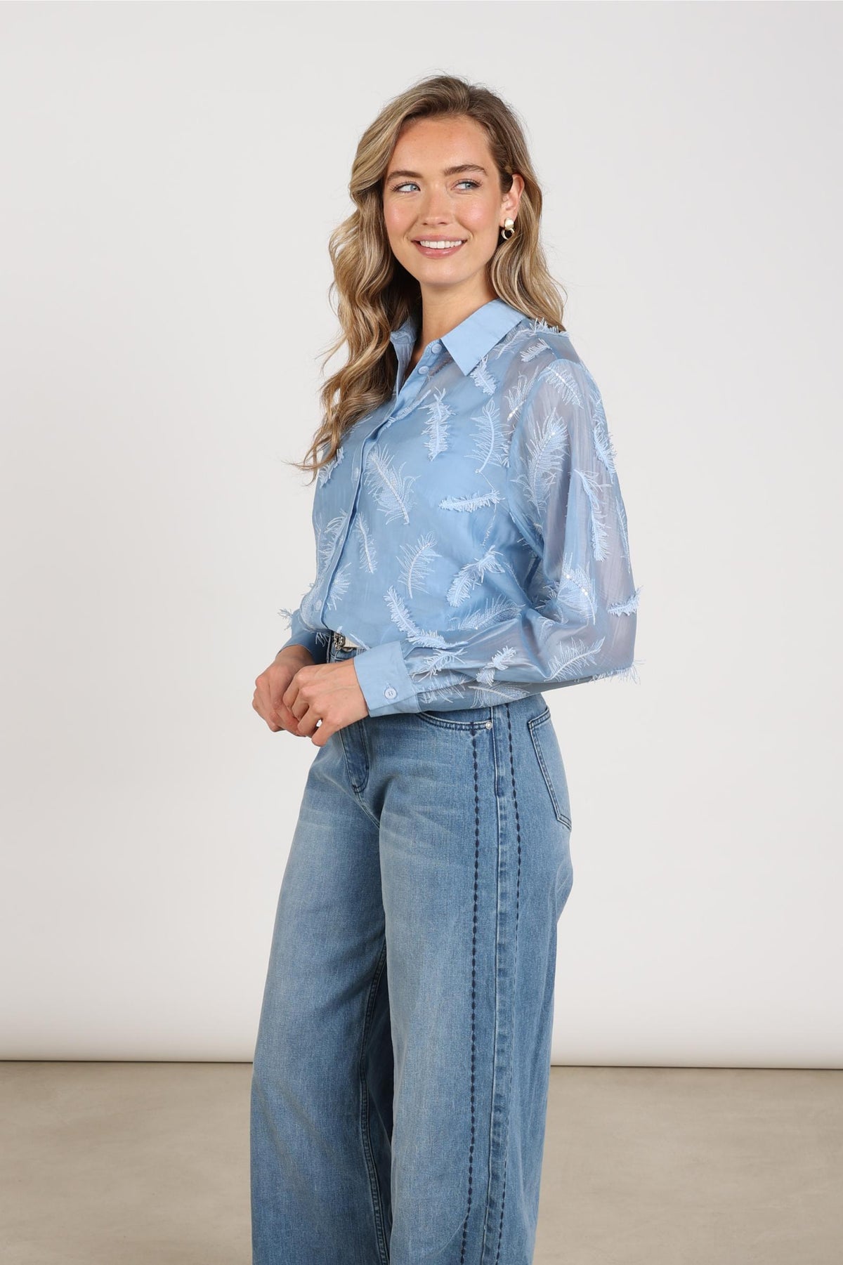 Aysha Bluse Federn | Sky