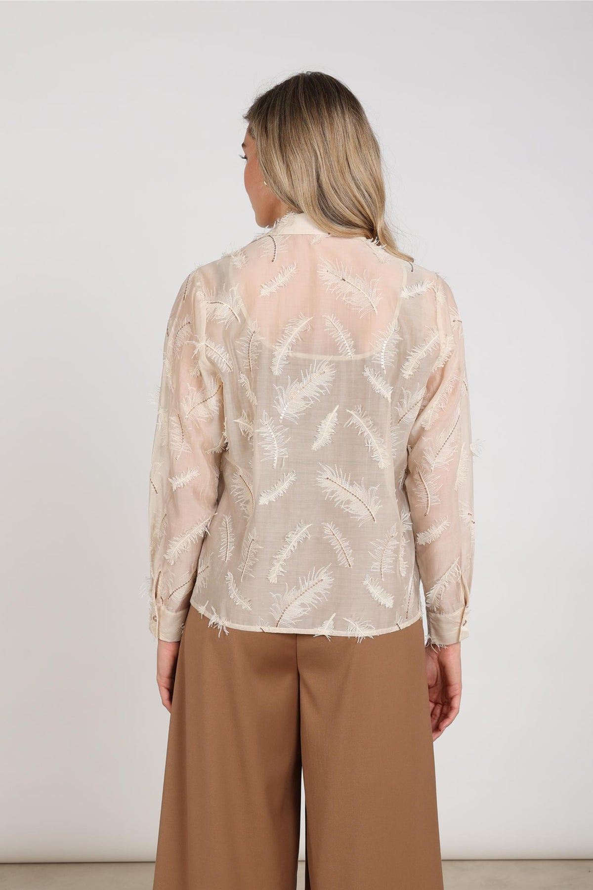 Aysha Blouse Feathers | Sand