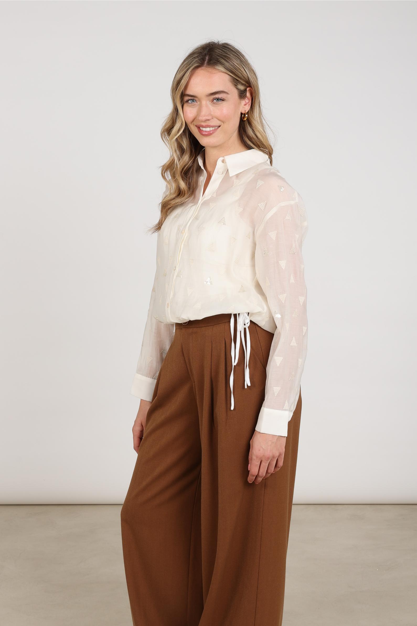 Ally Blouse Square Embroidery | Off White