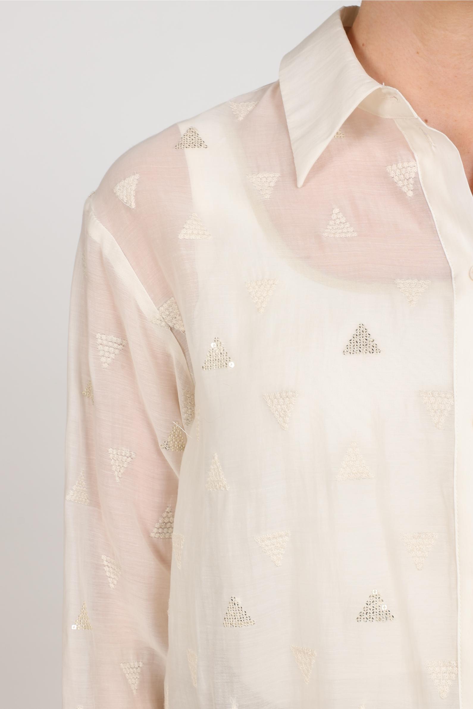 Ally Blouse Square Embroidery | Off White
