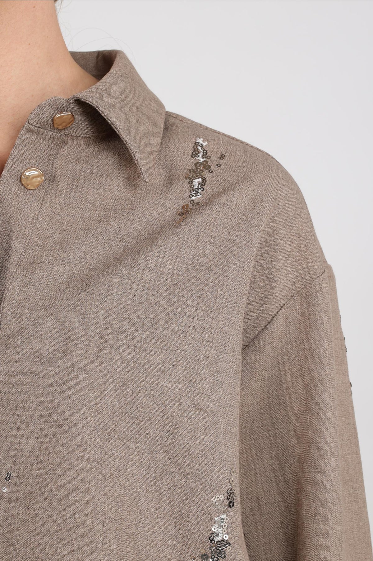 Annelynn Blouse Paillet | Taupe
