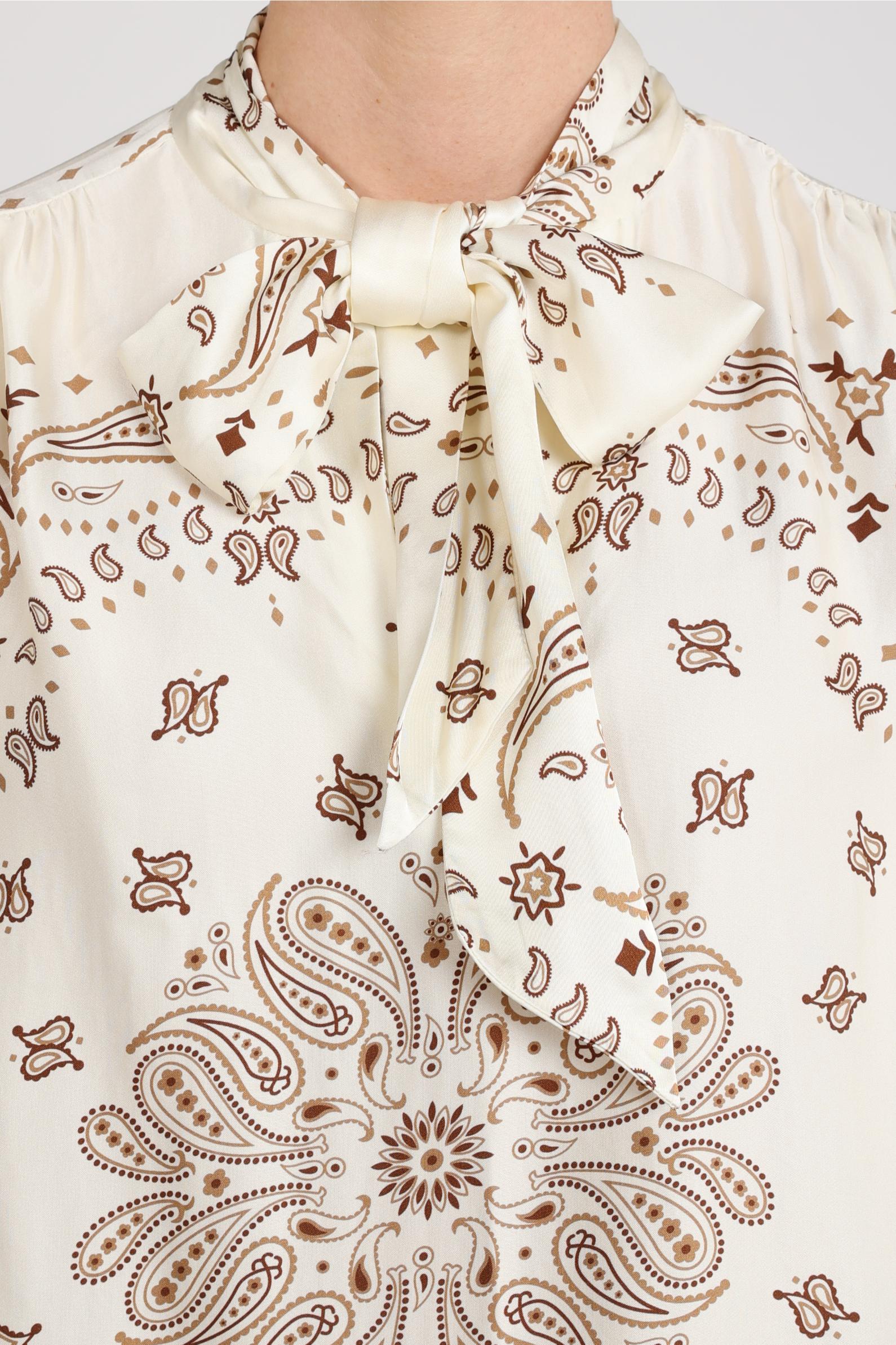 Angie Blouse Tie Paisley | Offwhite/Toffee