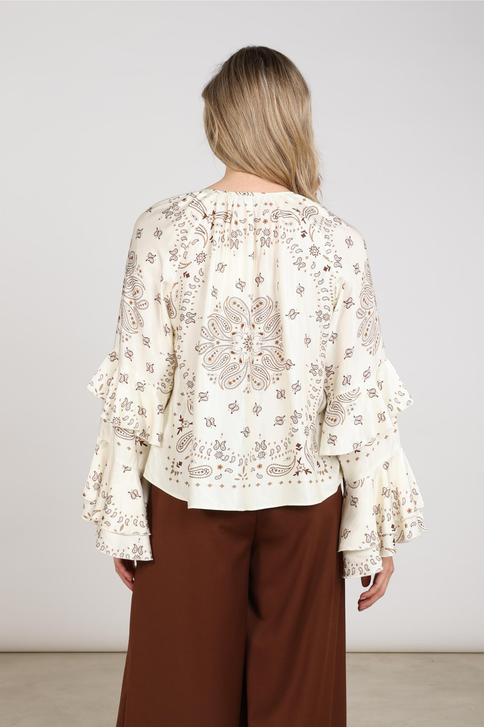 Asra Blouse Paisley | Offwhite/Toffee