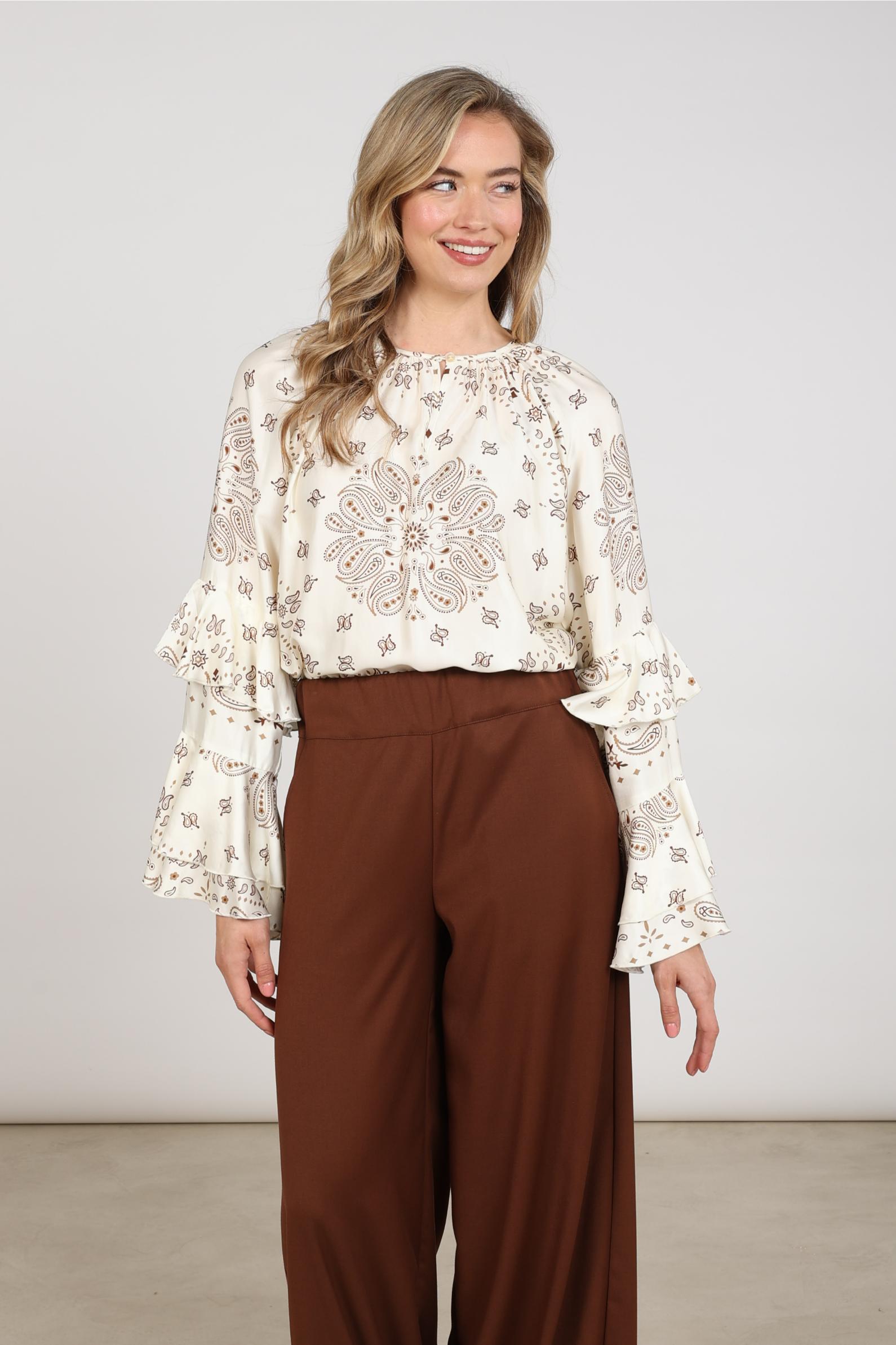 Asra Blouse Paisley | Offwhite/Toffee