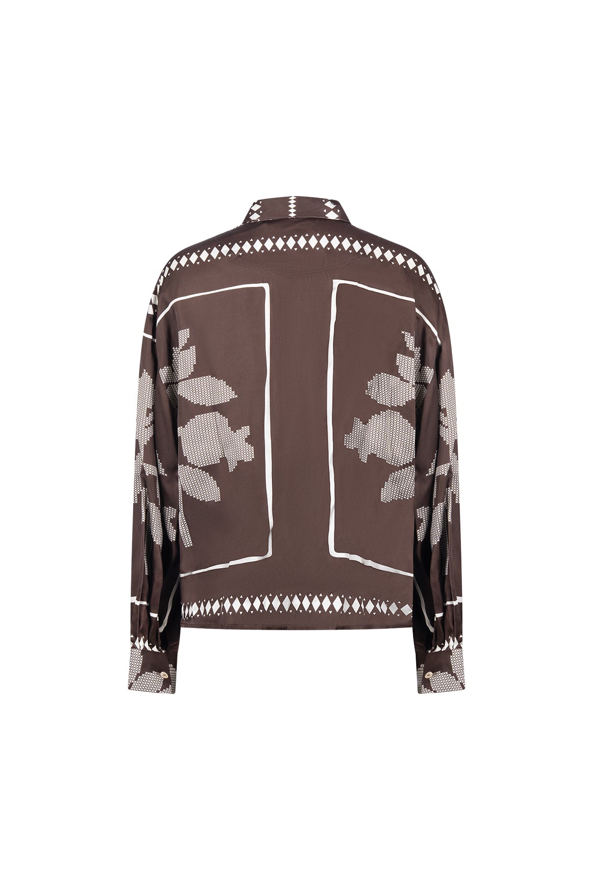 Alexandra Blouse Tie Cross | Chocolate/Offwhite