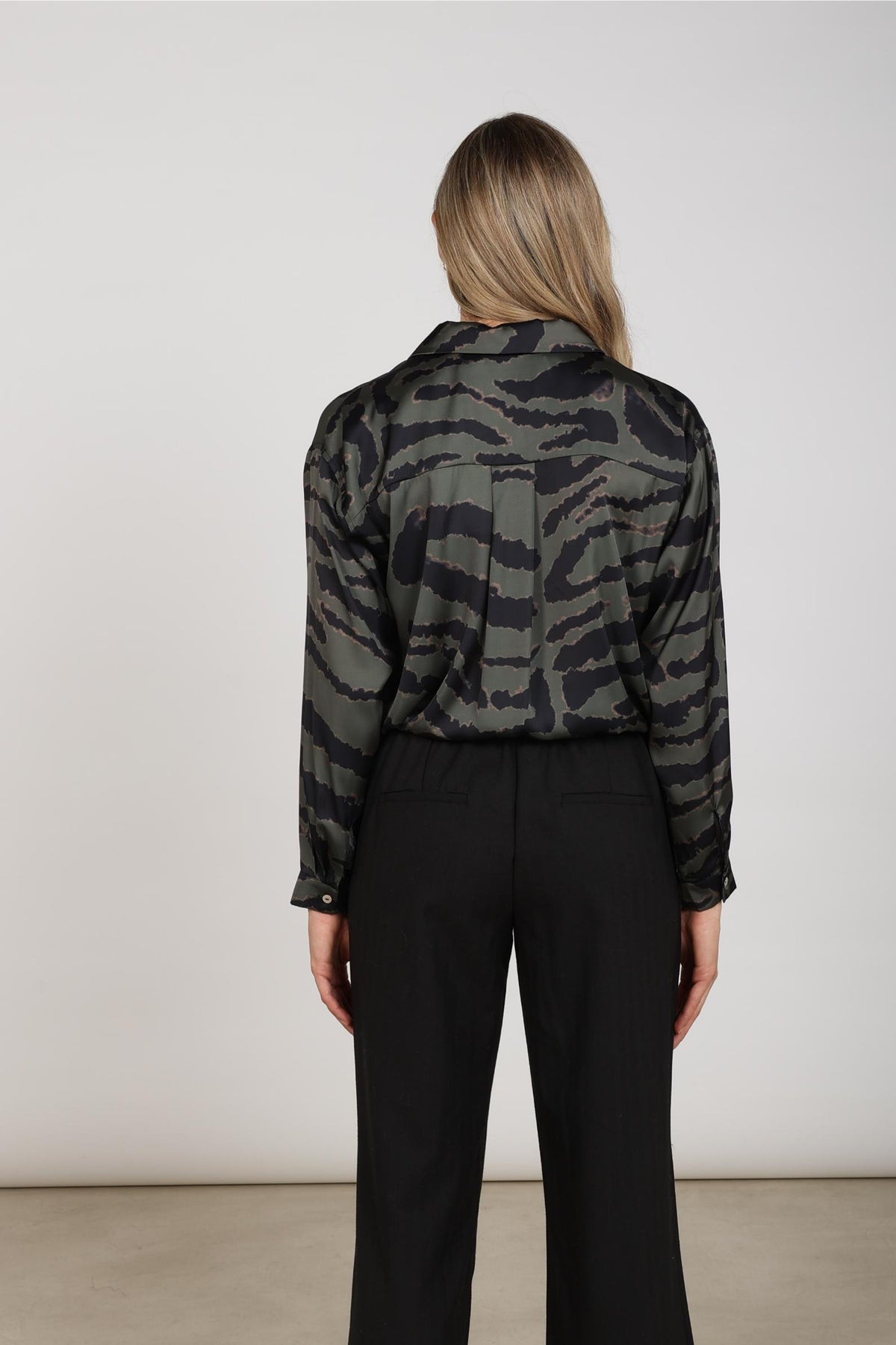Noeria Blouse Stripe Camo | Black/Moss