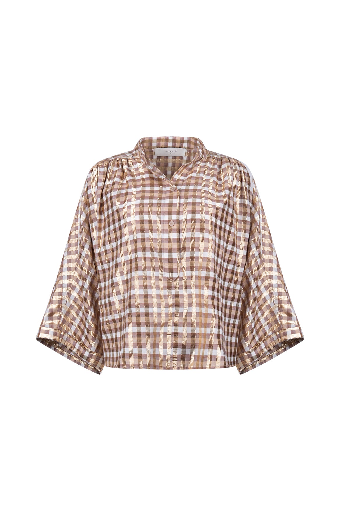 Maya Blouse Check | Offwhite/Toffee