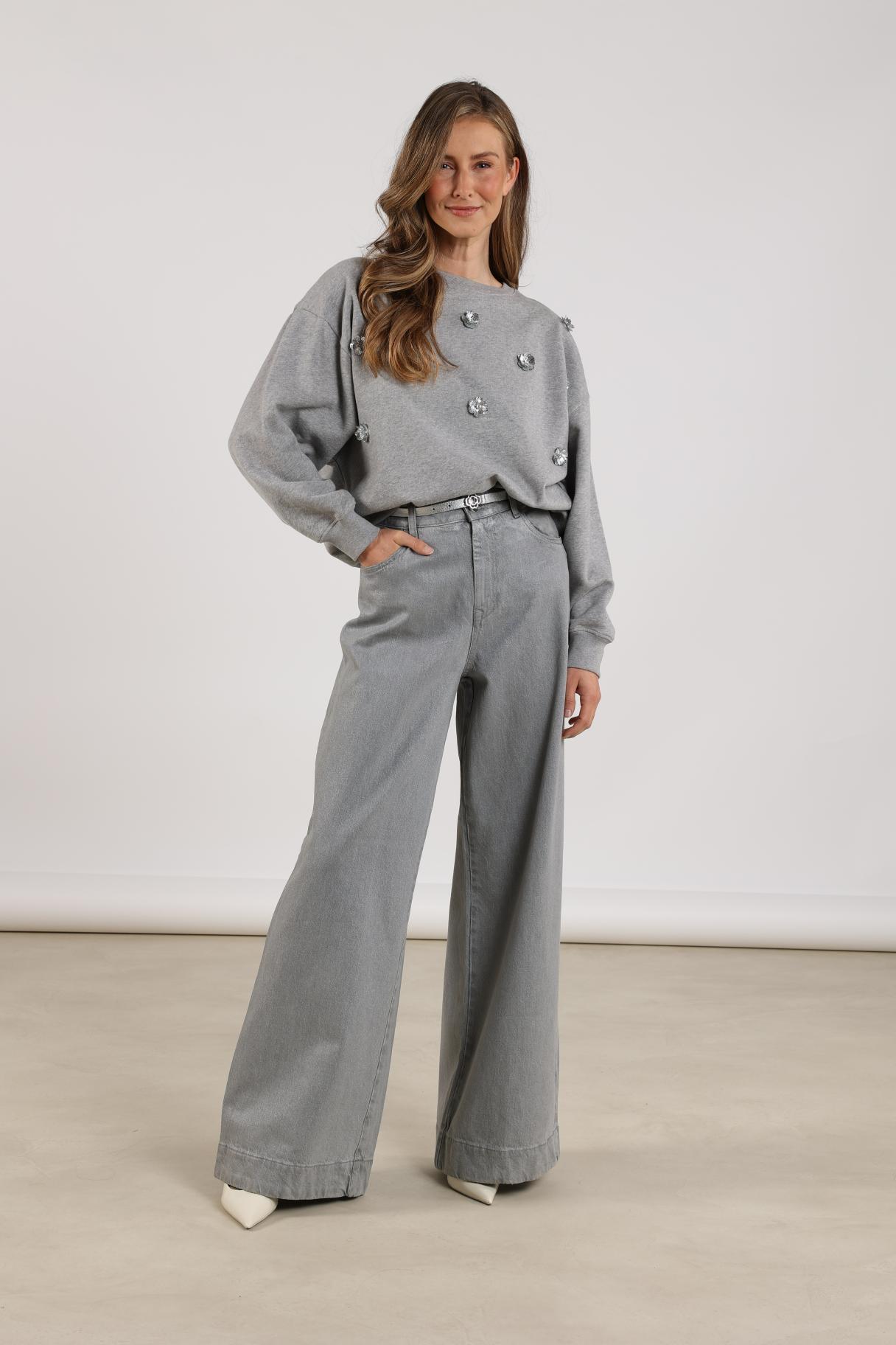 Beatriz Pullover Flower | Grey Melange