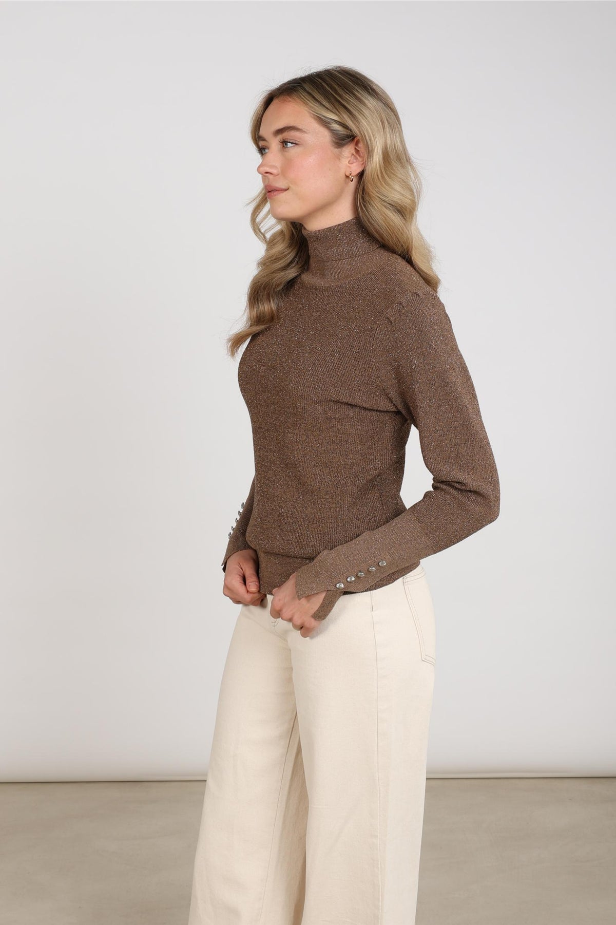 Sylvia Pullover Lurex | Taupe